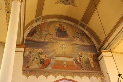 Wandgemälde in der ev. Kirche in Preußisch Holland über dem Altarraum