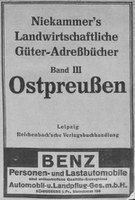 Niekammers' Güteradressbuch Ostpreußen 1922